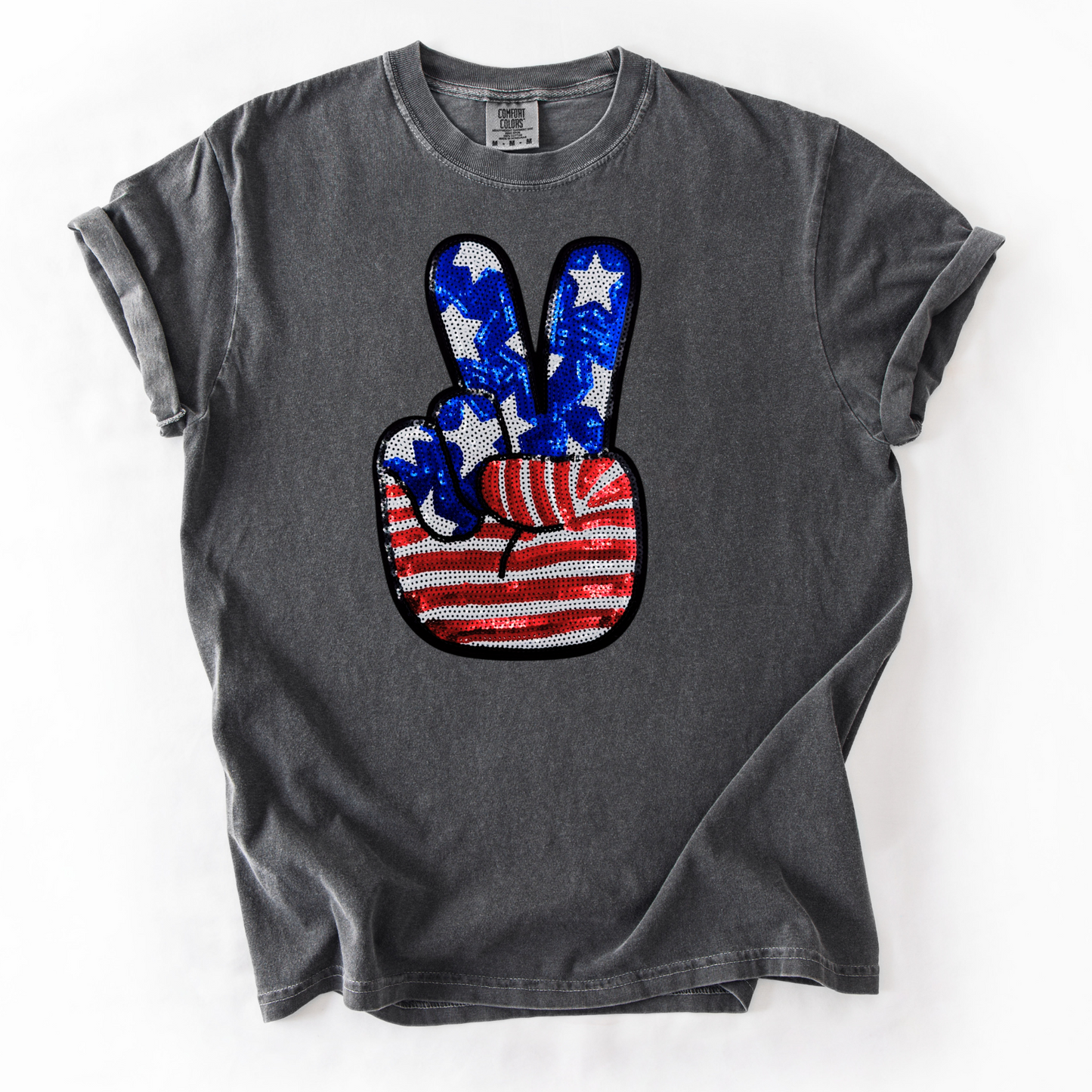 Real Sequin Patriotic Peace Sign PATCH