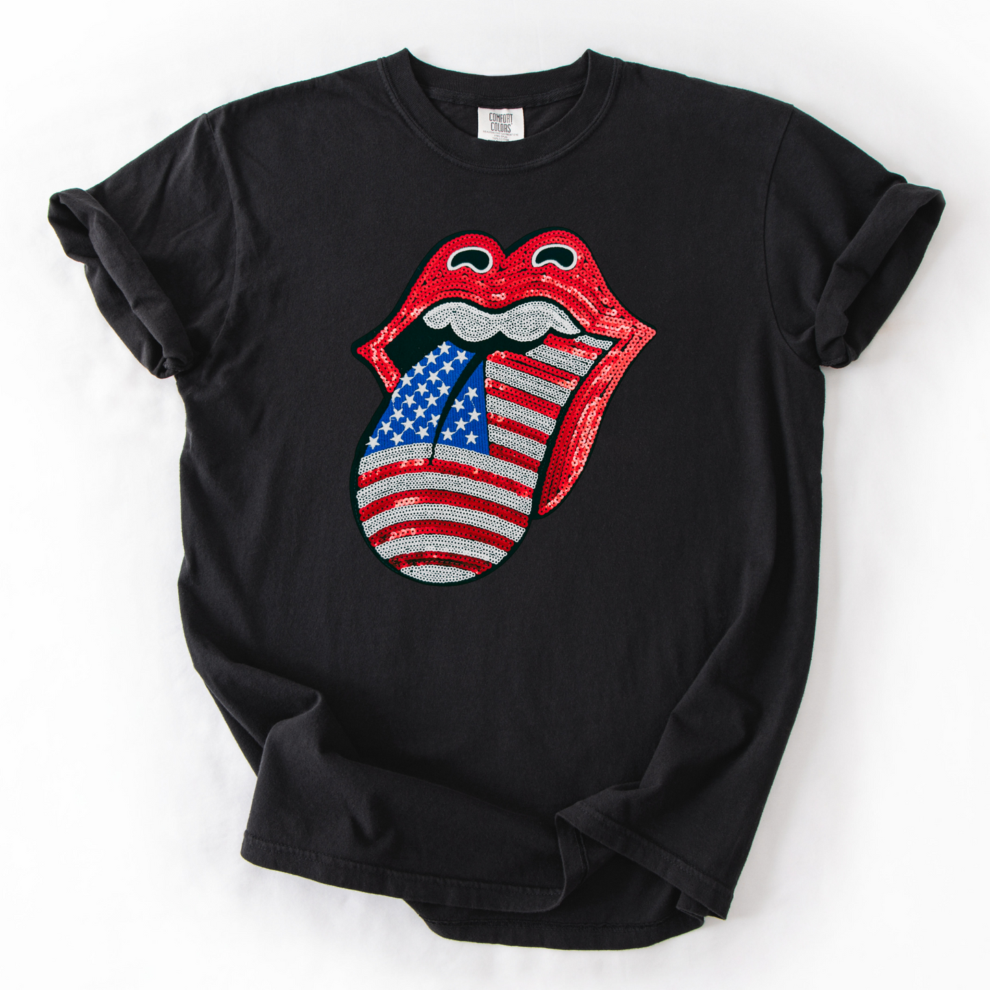 Real Sequin Patriotic Mouth PATCH