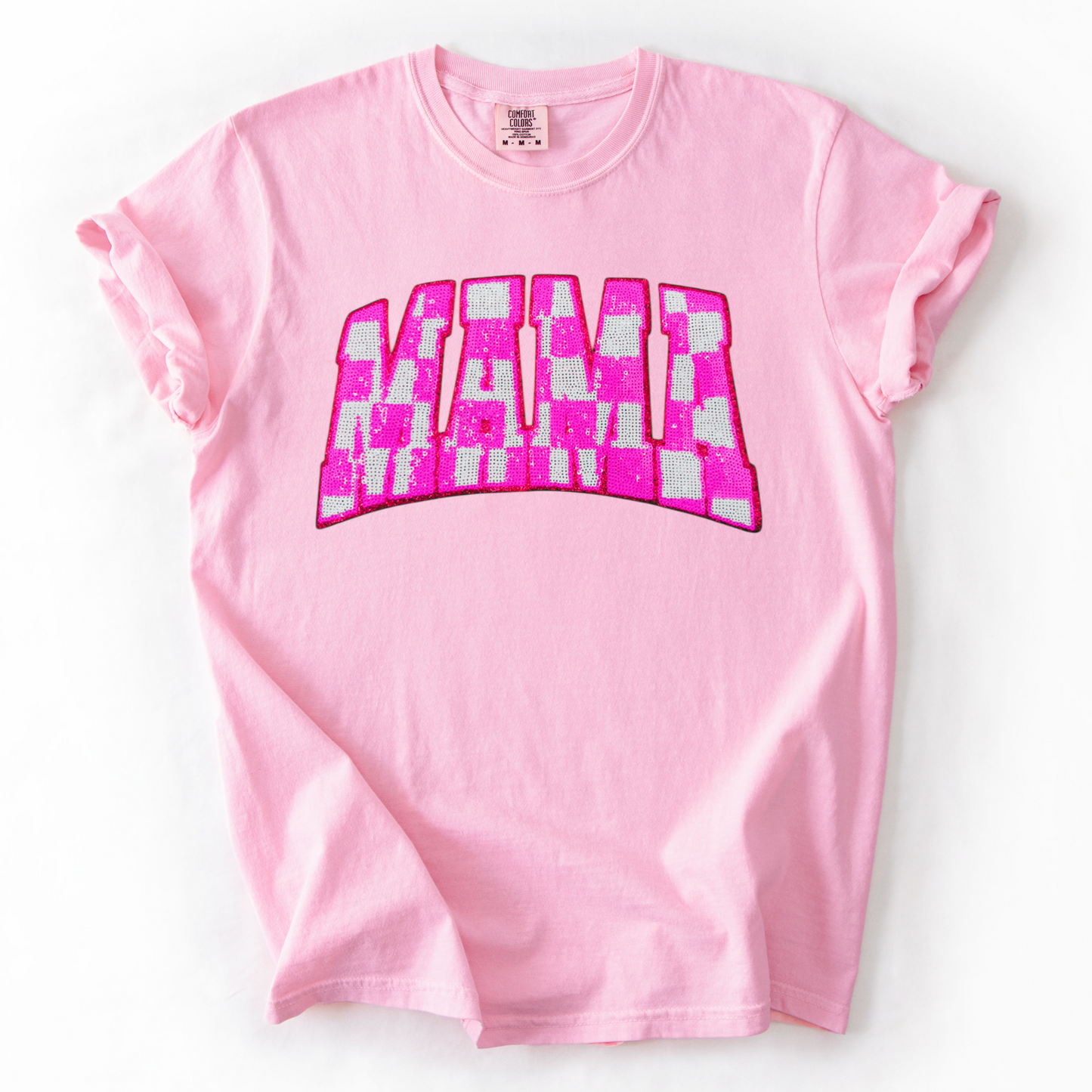 Real Sequin Mama Checkered Pink PATCH