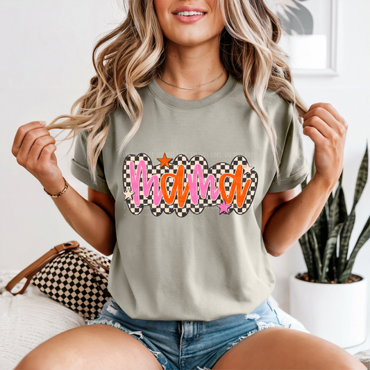 Mama Pink Orange Checkered