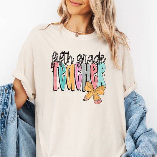 Fifth Grade Teacher Bow Pencil