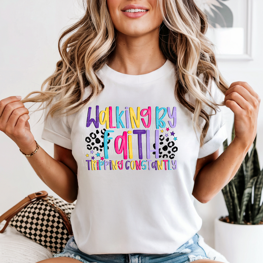 Walking By Faith Tripping Constantly Colorful Leopard