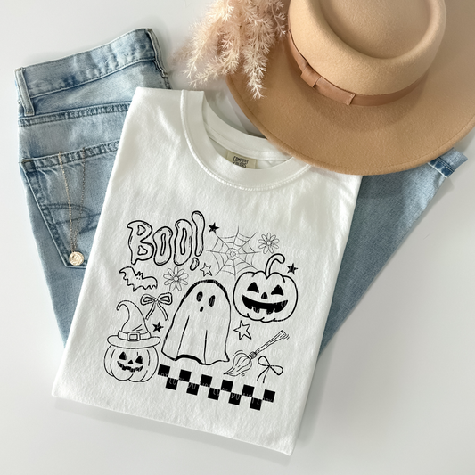 Boo Halloween Doodle Collage (black)