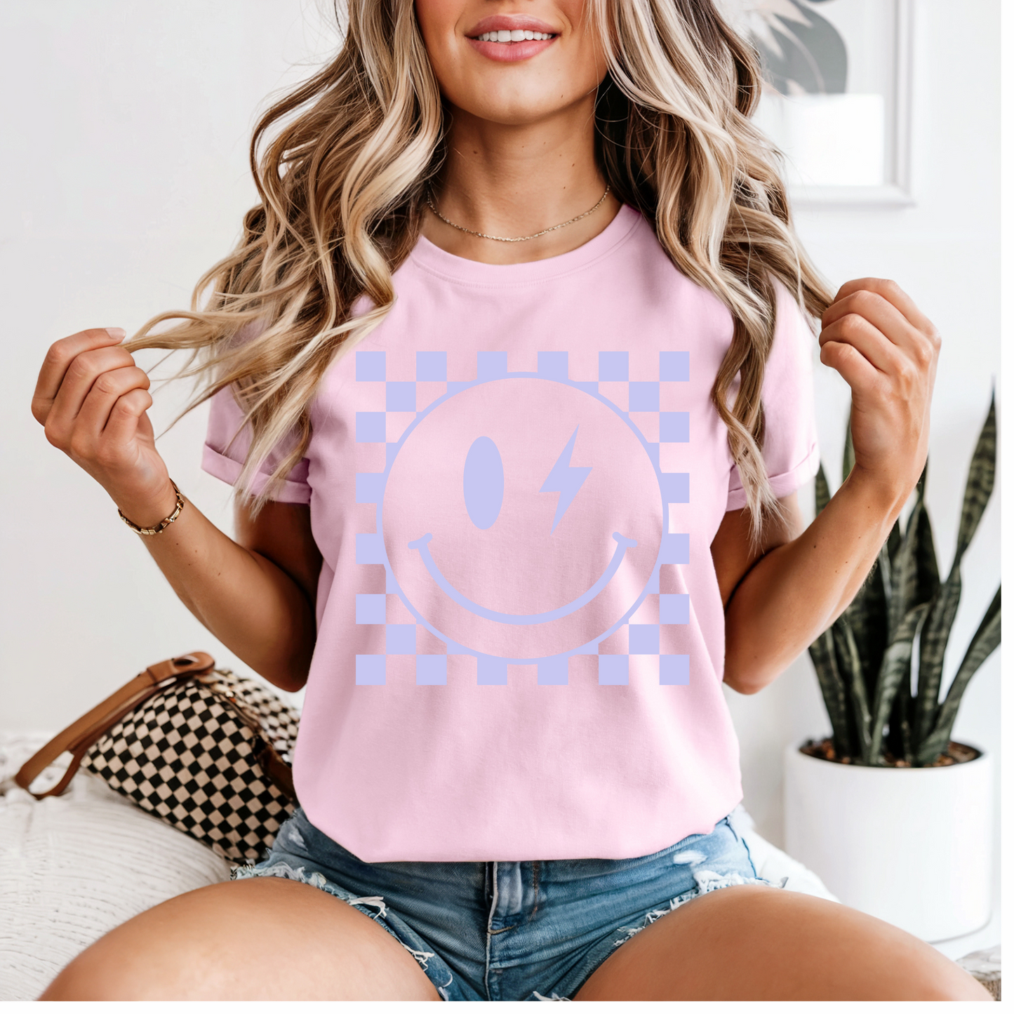 Light Blue Checkered Smile