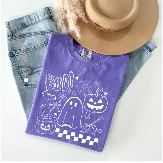 Boo Halloween Doodle Collage (white)