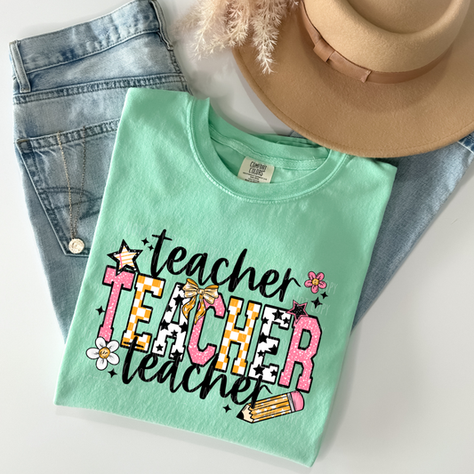 Teacher Retro Stacked