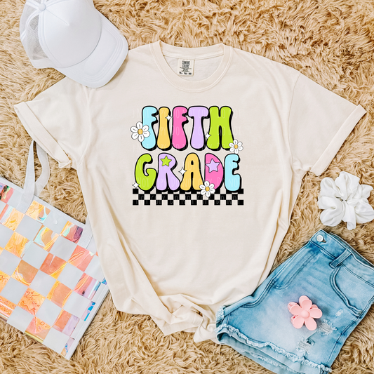 Fifth Grade Retro Checkered