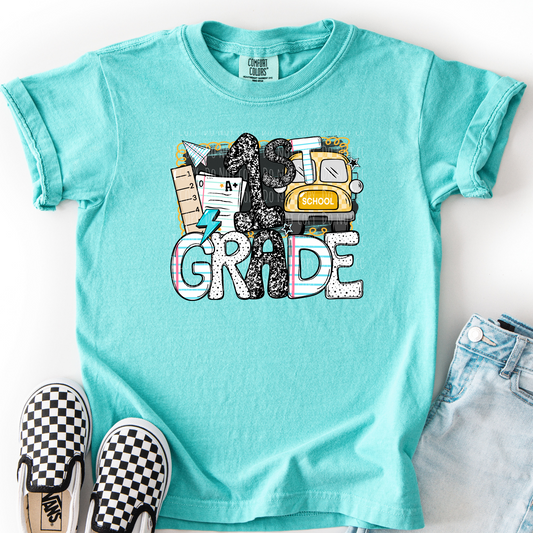 1st Grade Chalkboard Bus Collage