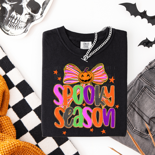 Spooky Season Striped Pumpkin Bow