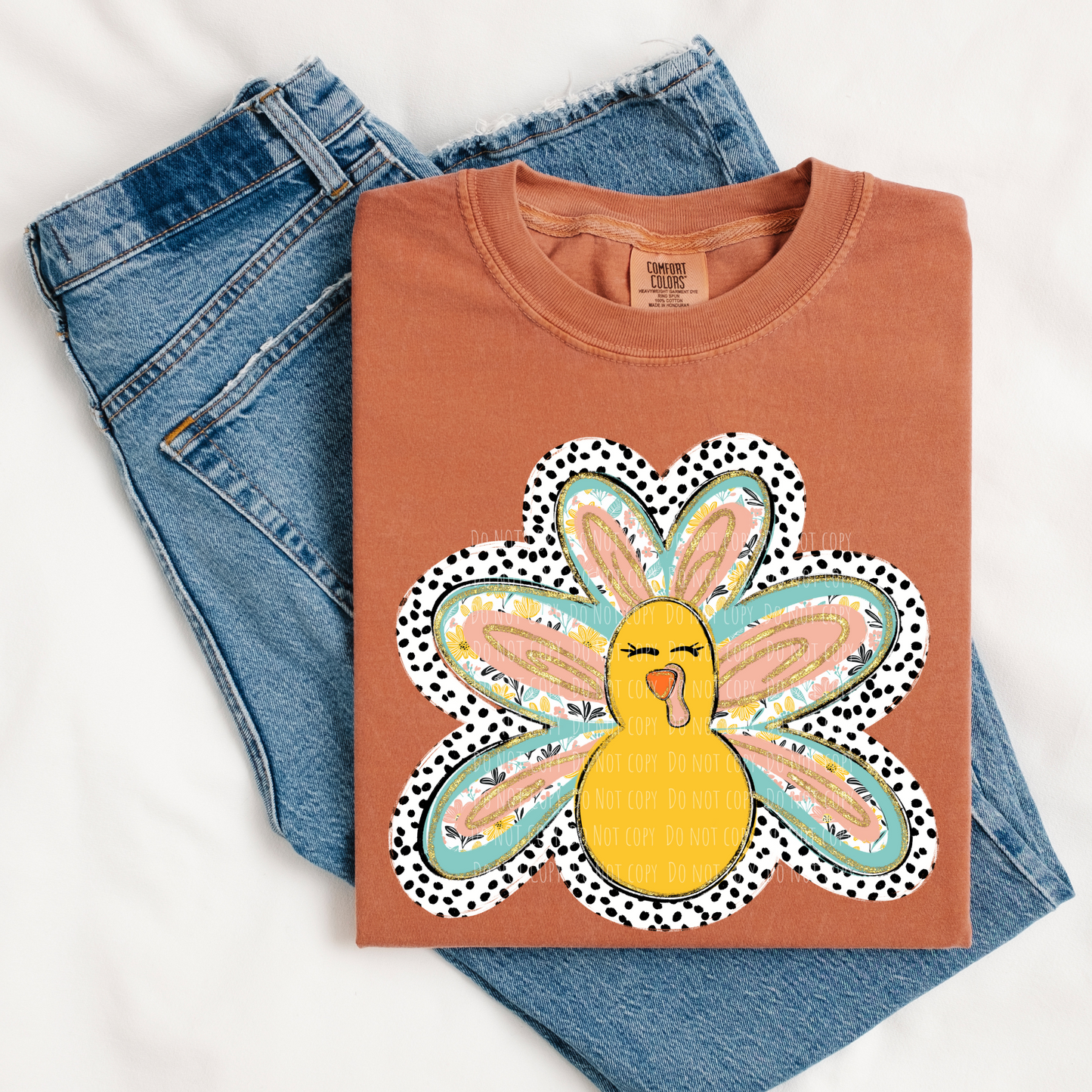 Floral Brushstroke Dotted Turkey