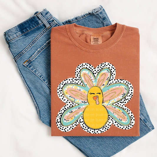 Floral Brushstroke Dotted Turkey