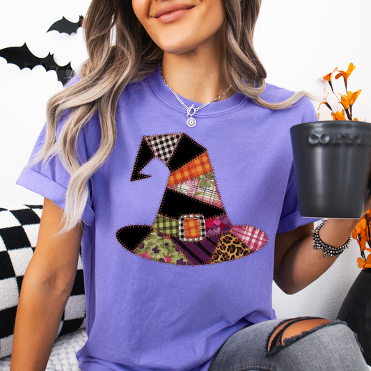 Faux Patchwork Witch Hat