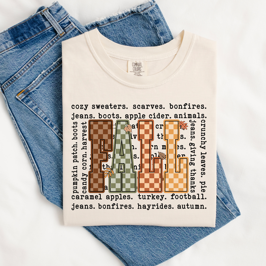 Fall Words Checkered