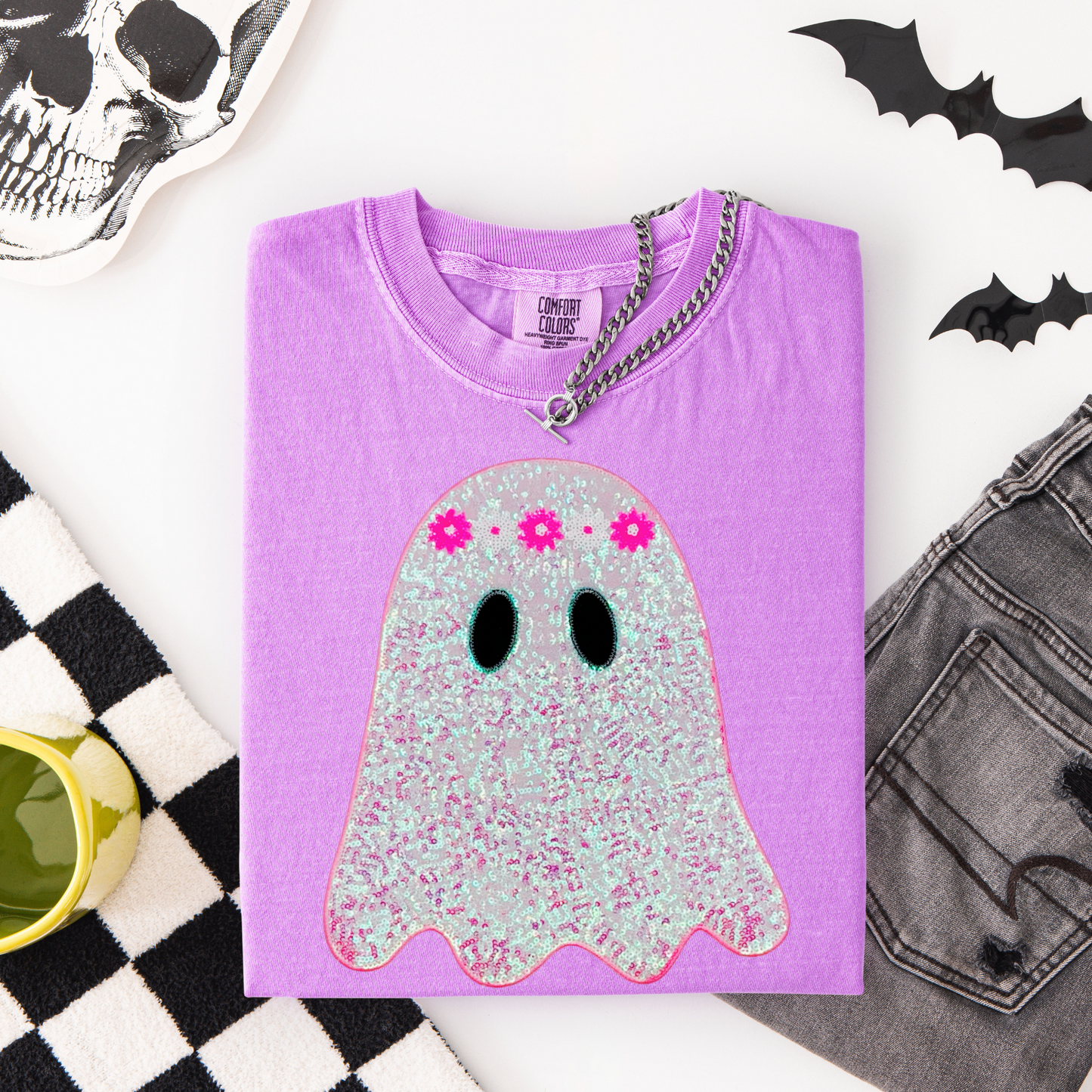 Floral Ghost REAL SEQUIN PATCH