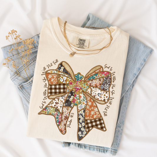 God Is Within Her Patchwork Bow