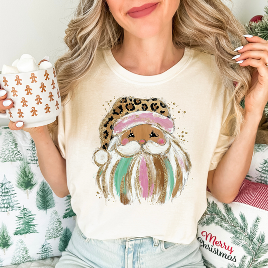 Leopard Bow Brushstroke Santa