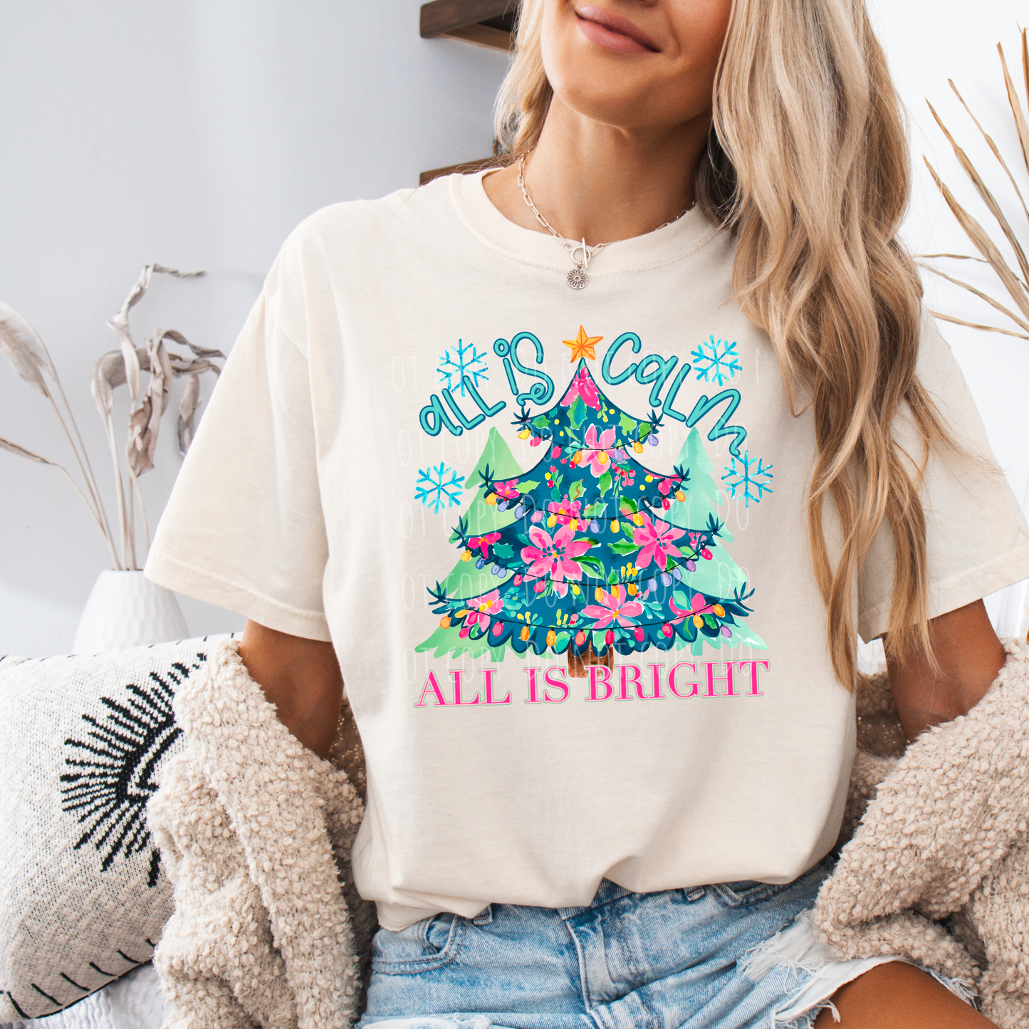 All Is Calm All Is Bright Floral Tree