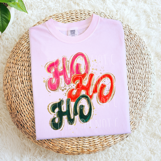 Ho Ho Ho Faux Glitter Splatter