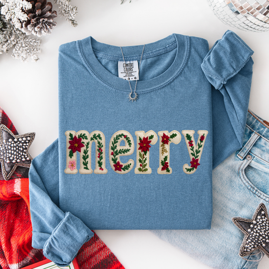 Faux Embroidery Merry