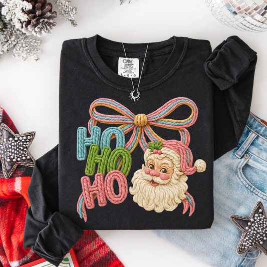 Faux Yarn Ho Ho Ho Coquette Santa