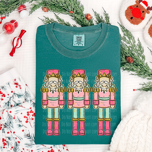 Hand Drawn Pink Nutcracker Trio