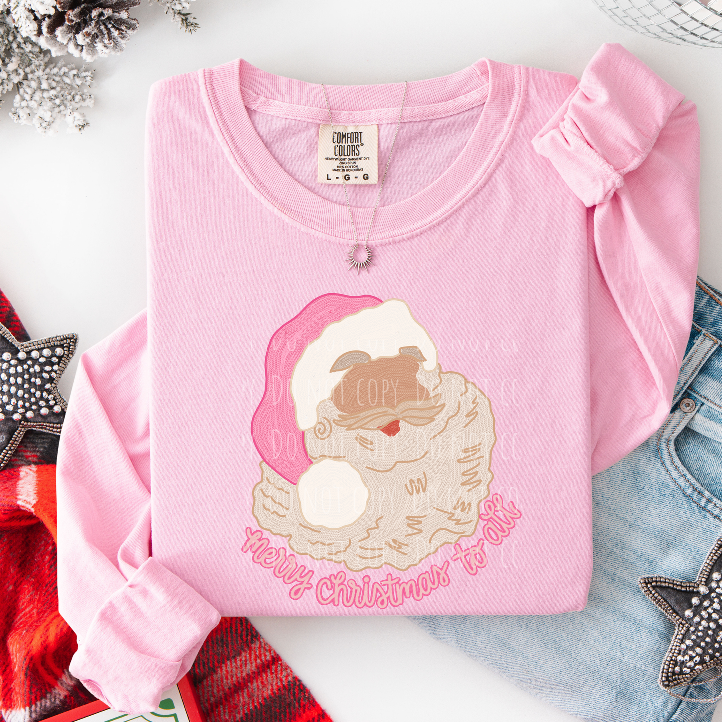 Faux Threaded Merry Christmas Santa