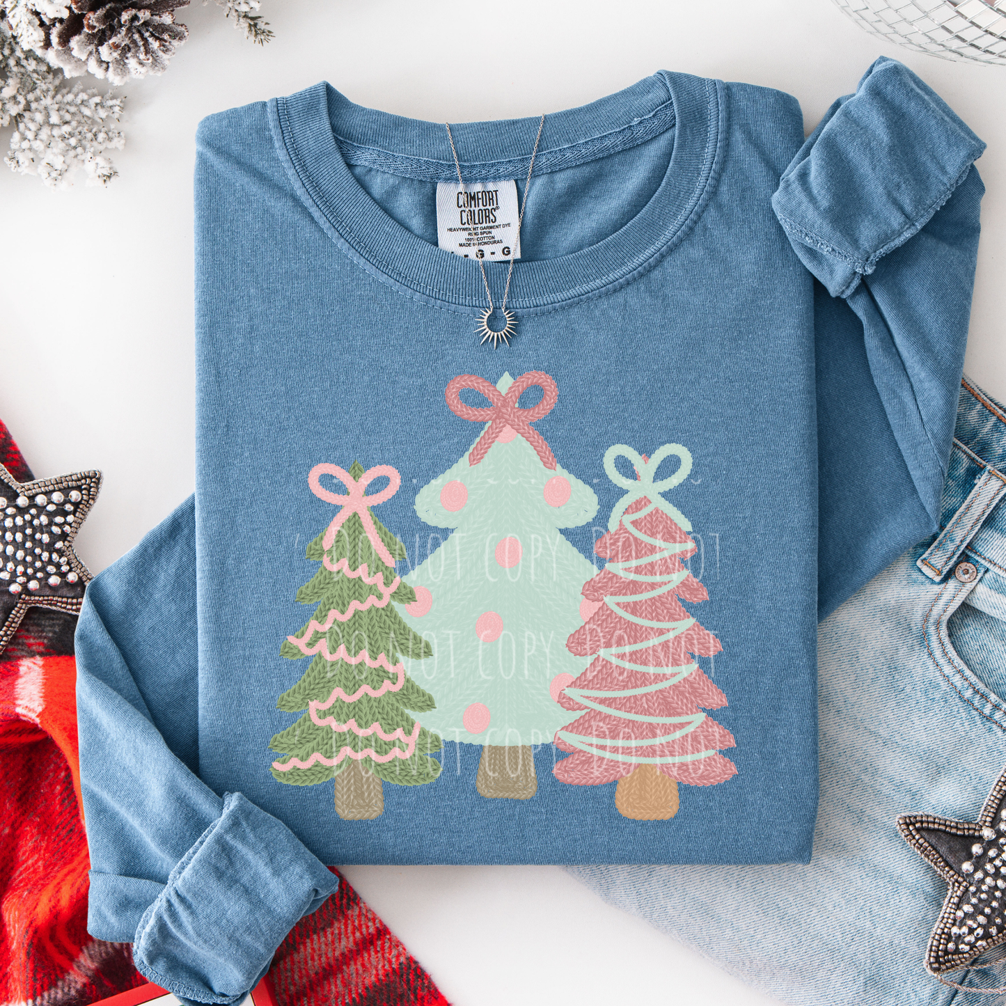 Faux Yarn Coquette Christmas Tree Trio