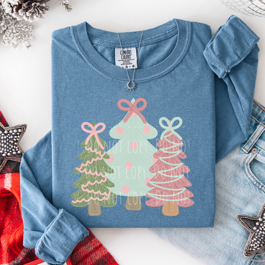 Faux Yarn Coquette Christmas Tree Trio