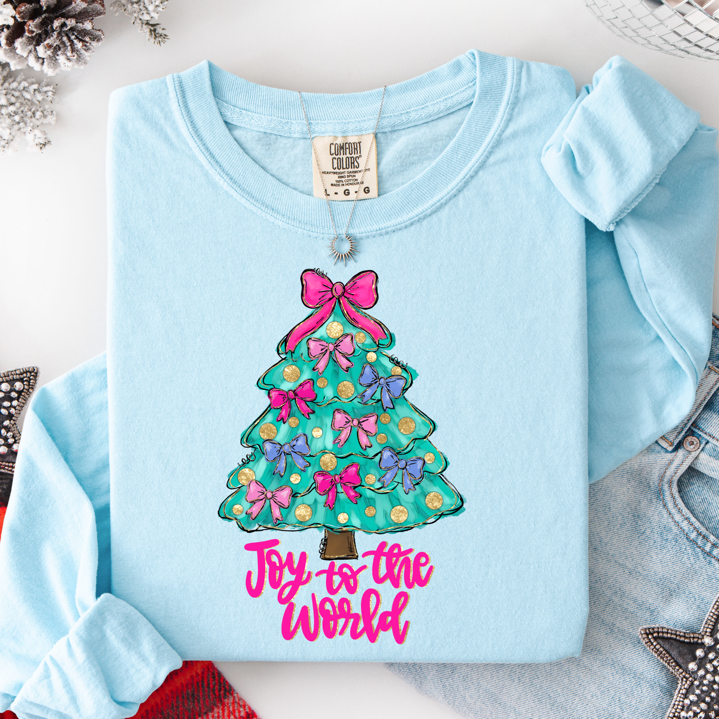 Joy To The World Coquette Hand Drawn Tree
