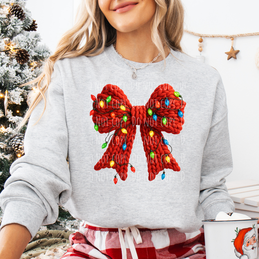 Faux Yarn Christmas Light Bow