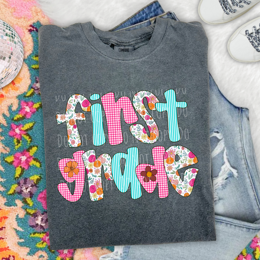 First Grade Floral Gingham