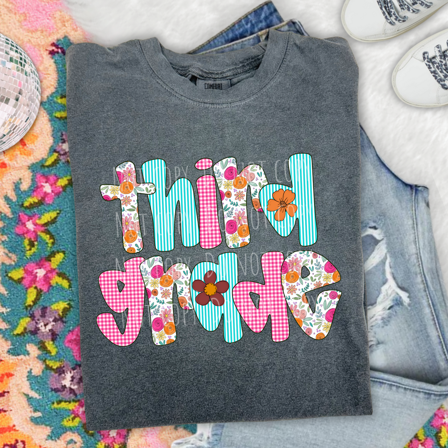Third Grade Floral Gingham