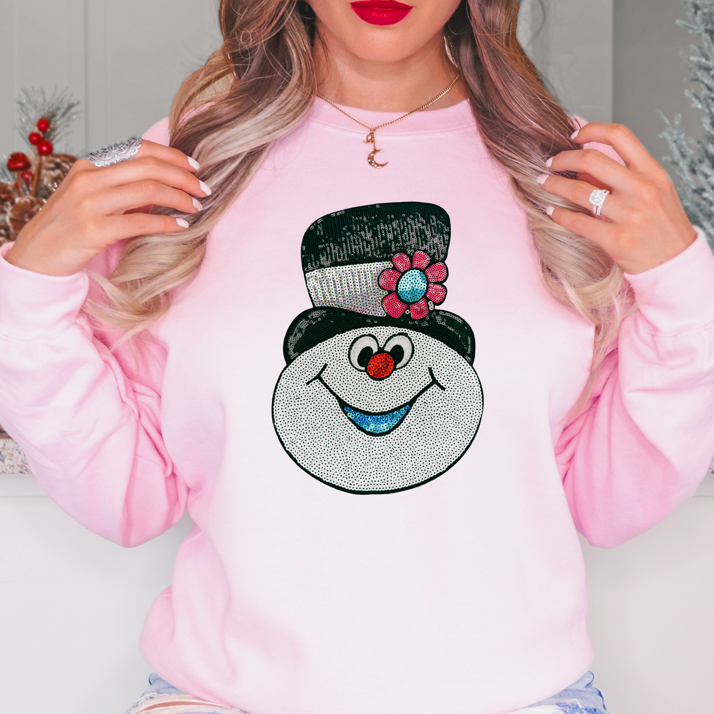 Cute Snowman Real Sequin Patch