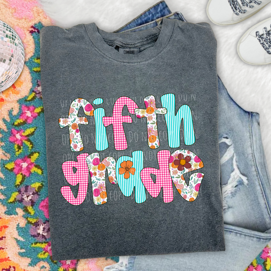 Fifth Grade Floral Gingham