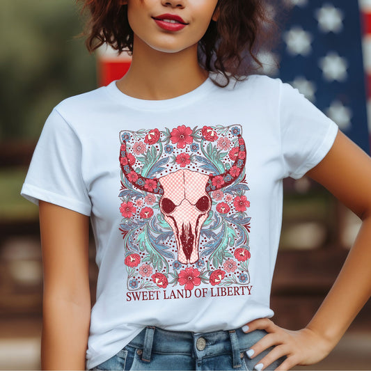 Sweet Land Of Liberty Bull Skull