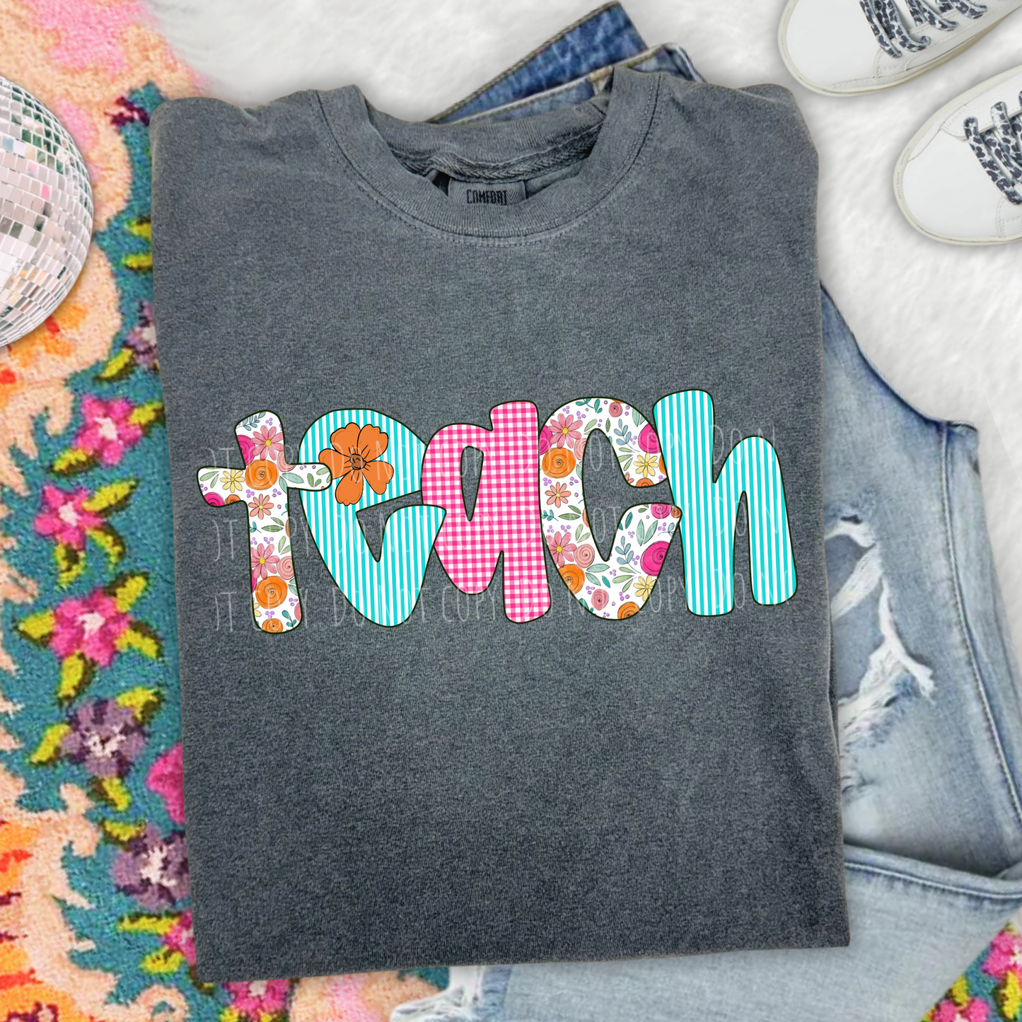 Teach Floral Gingham