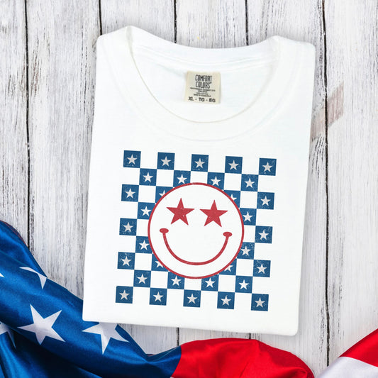Patriotic Smiley Checkered