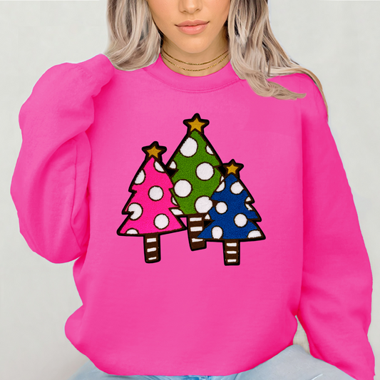 Polka Dot Christmas Tree Chenille Patch