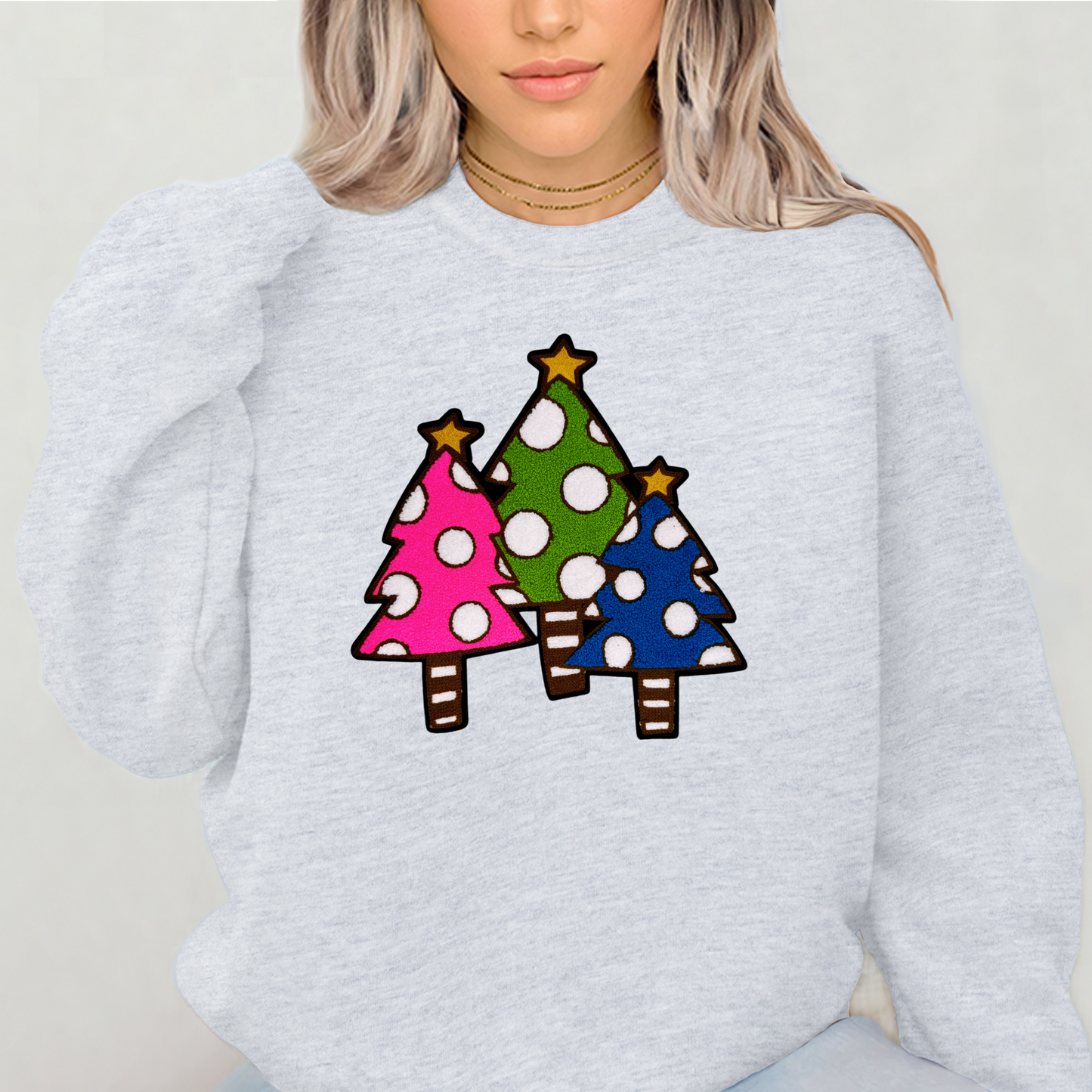 Polka Dot Christmas Tree Chenille Patch