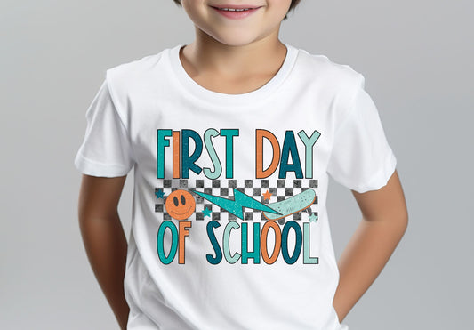First Day Of School Checkered Skateboard