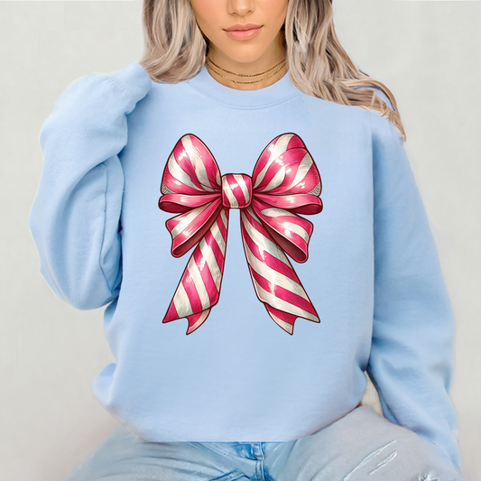 Pink Candy Cane Stripe Bow