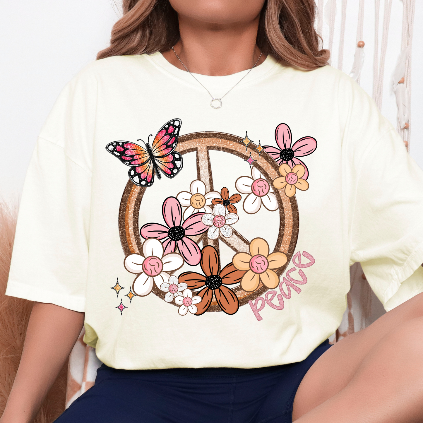 Spring Floral Peace Sign