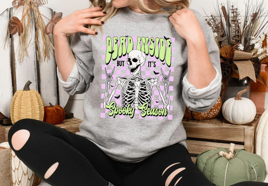 Dead Insdie Spooky Seaon Pink Check