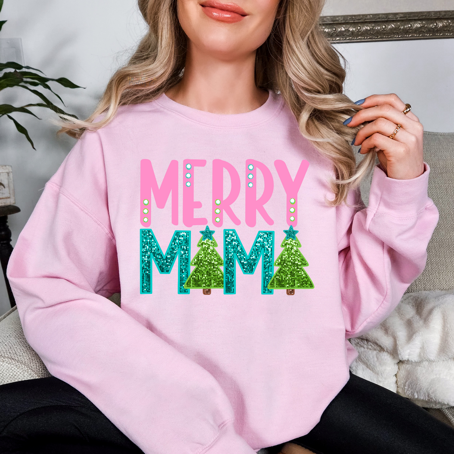 Merry Mama Faux Glitter