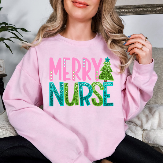 Merry Nurse Faux Glitter