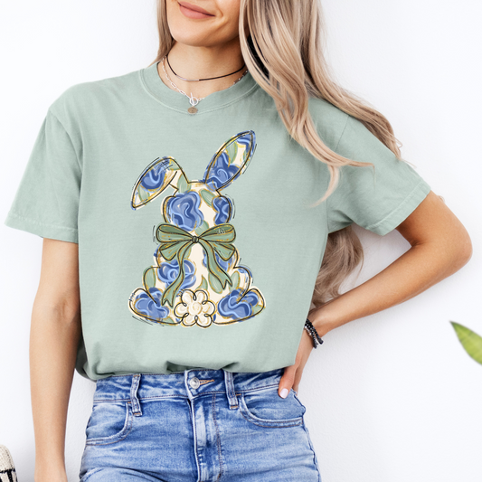 Blue Floral Bunny