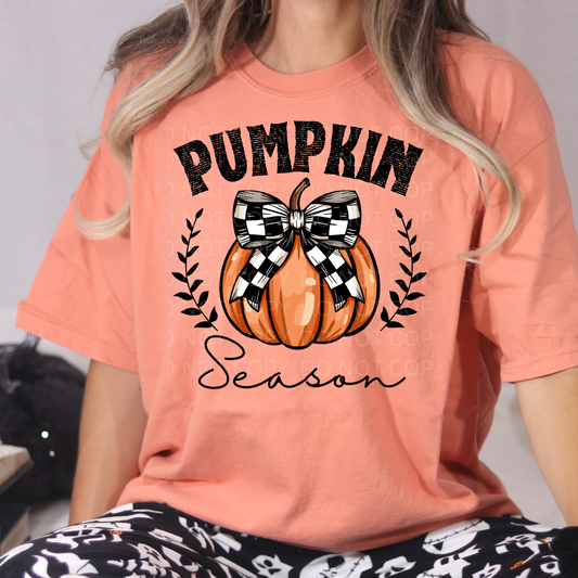 Pumpkin Season Checkered Bow (black)