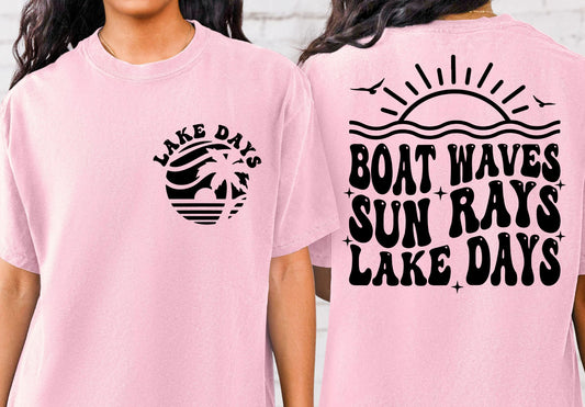 Boat Waves Sun Rays Lake Days (black)