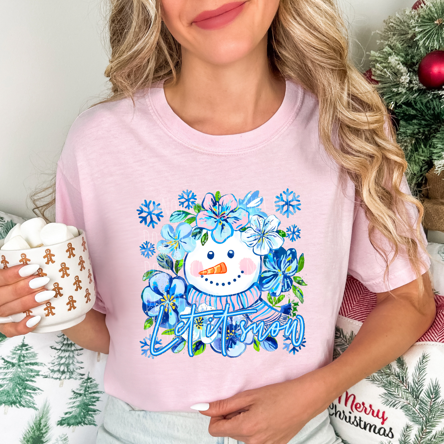 Let Is Snow Floral Snowman