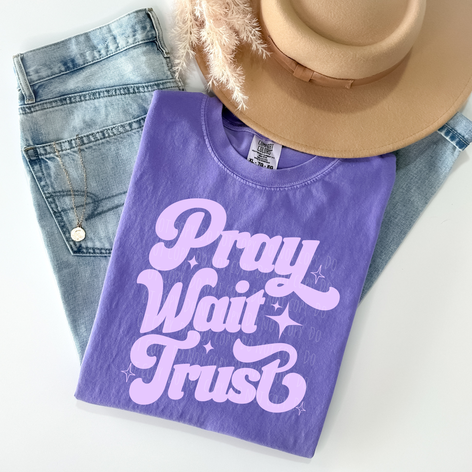Pray Wait Trust (purple) – Rebel Creek Printing